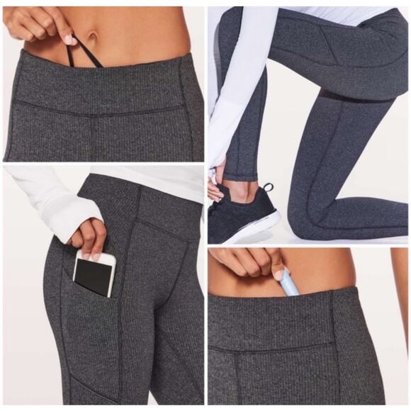 Lululemon Speed Up Tight Leggings Power Luxtreme Knit Heathered Black Gray 28" 6 - Picture 2 of 8